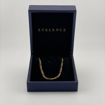 Figaro Kette in Gold aus Edelstahl in 3mm mit Geschenkverpackung von Evelence Schmuck
