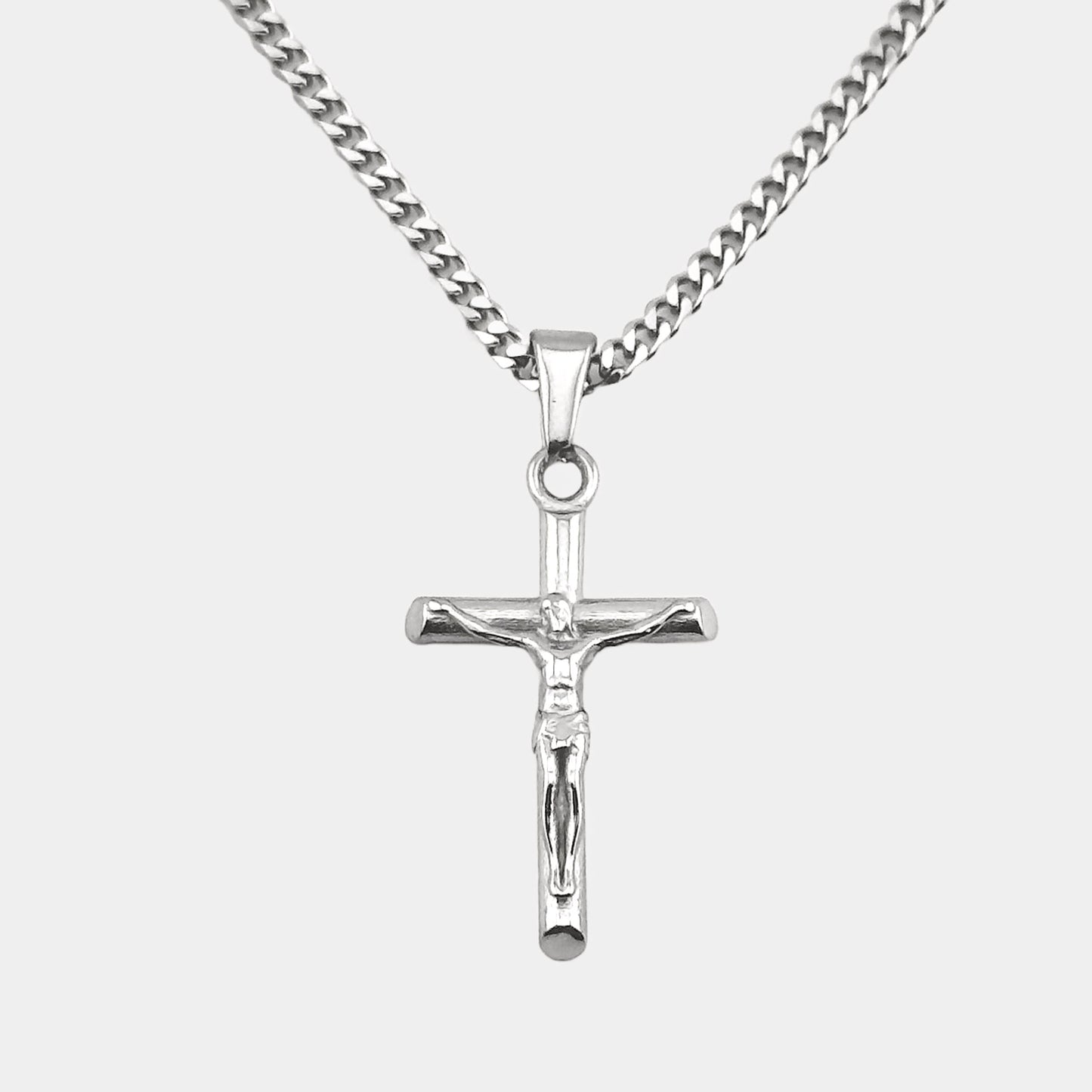 Kruzifix Pendant aus Edelstahl in Silber 