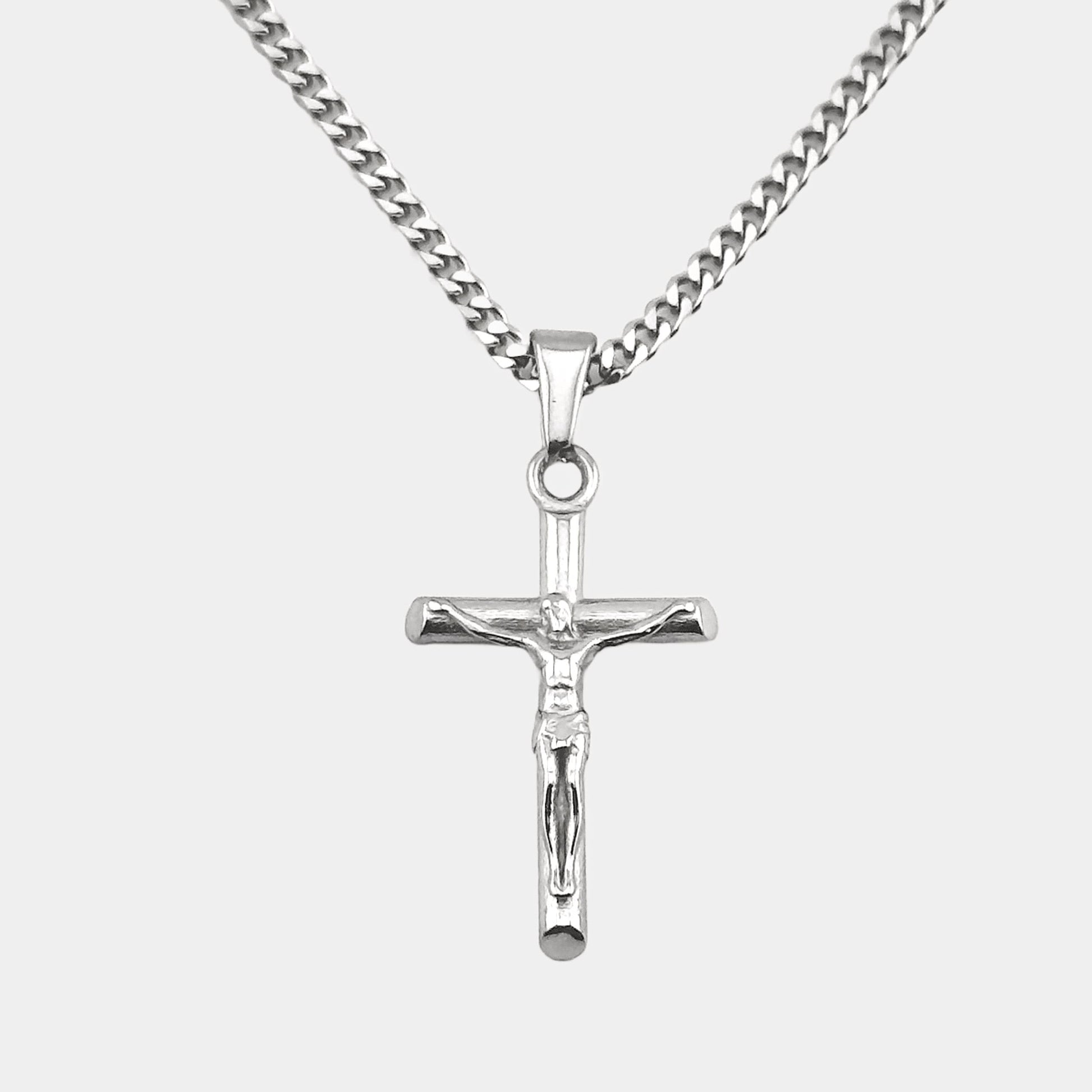 Kruzifix Pendant aus Edelstahl in Silber 