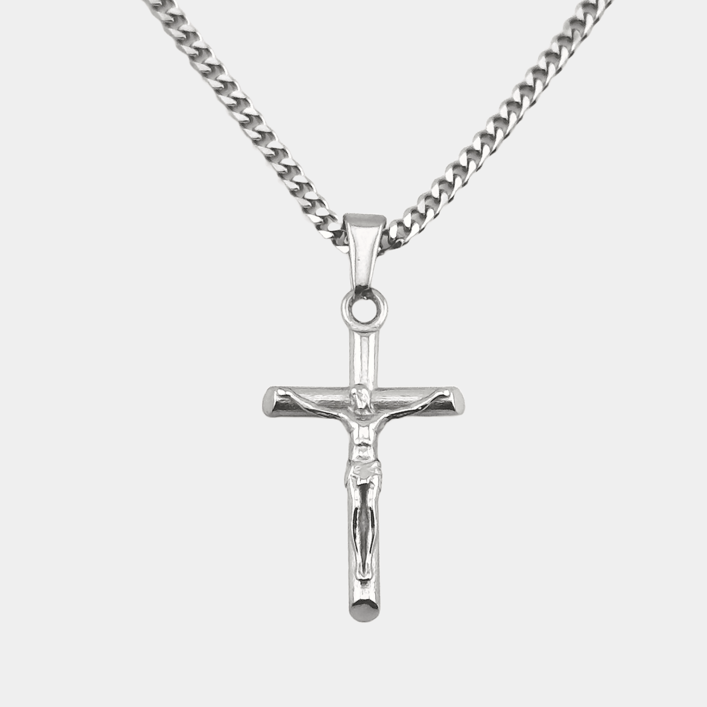 Kruzifix Pendant aus Edelstahl in Silber 