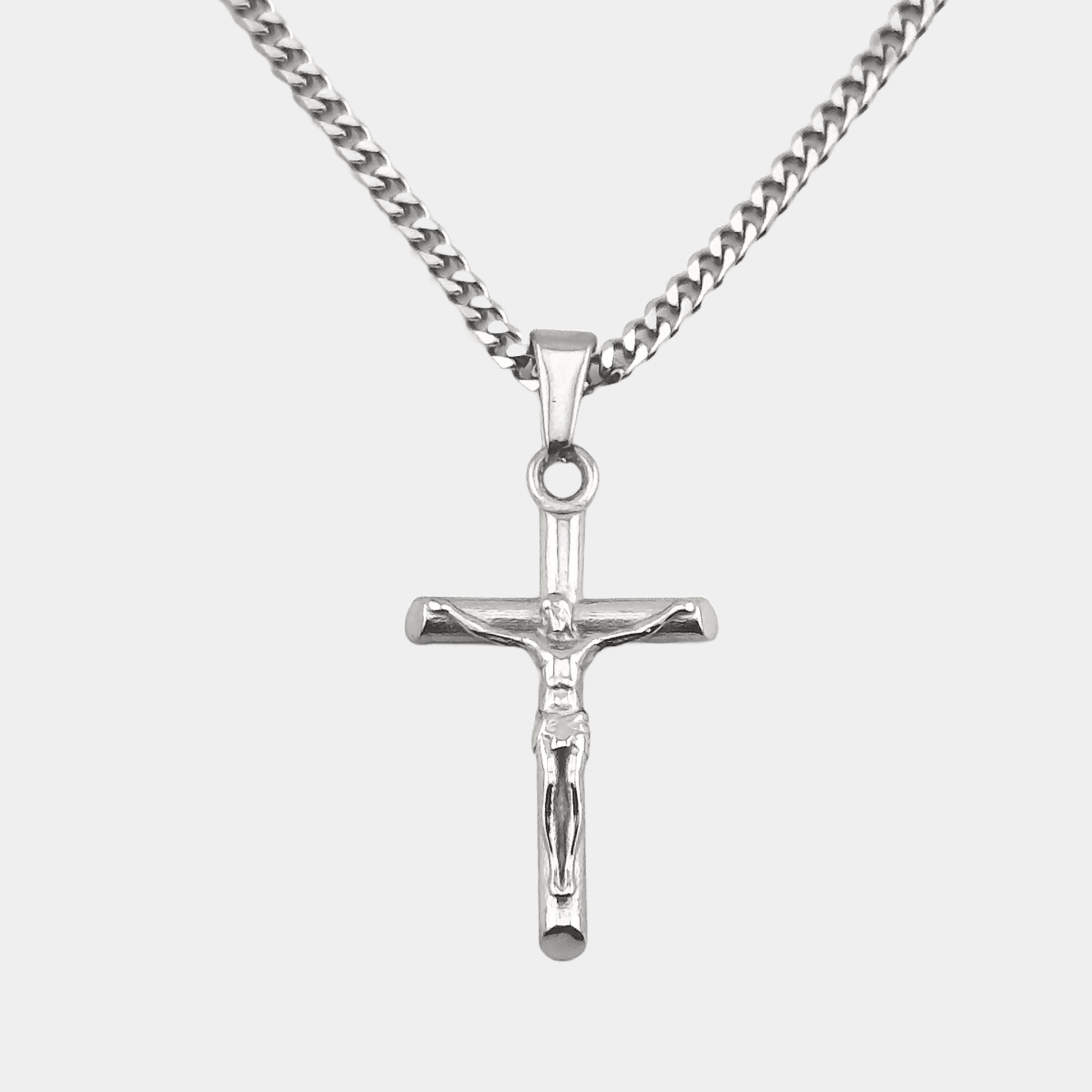 Kruzifix Pendant aus Edelstahl in Silber 