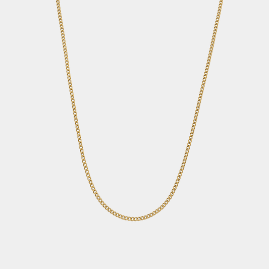 Micro Cuban Kette Gold 1,6mm aus Edelstahl mit 18k Vergoldung von Evelence