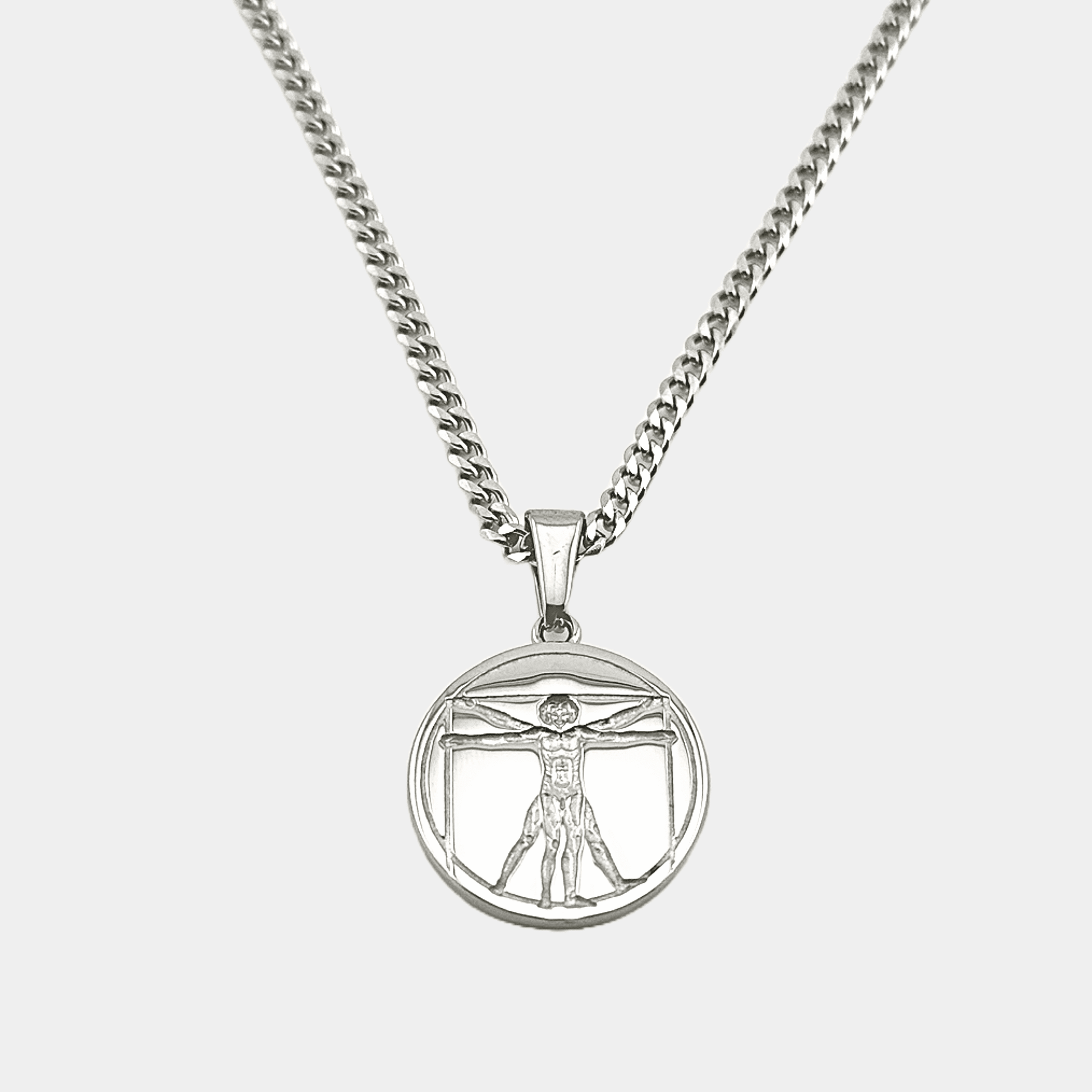Vitruianischer Mensch Pendant mit Kette aus Edelstahl 