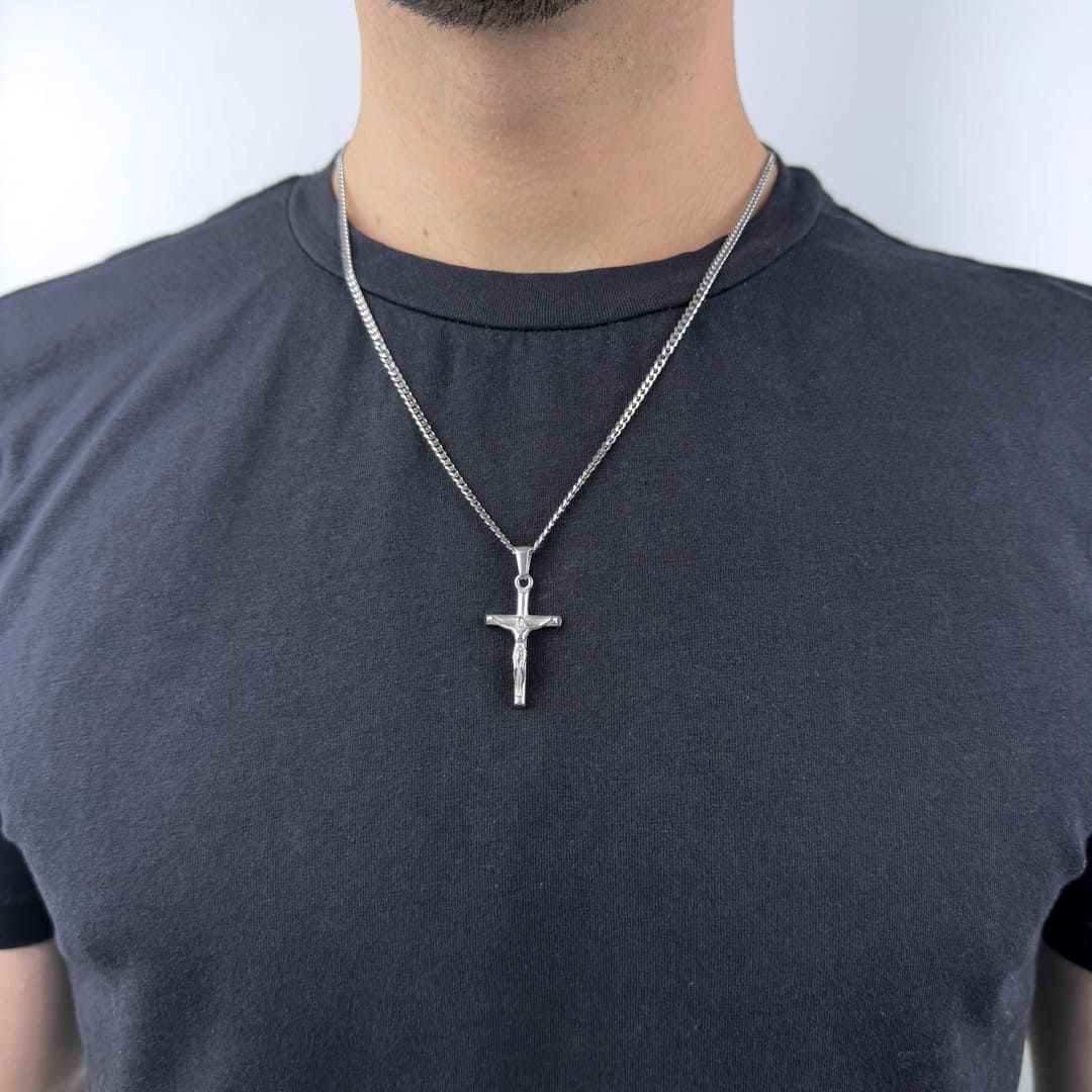 Kruzifix Kette, jesus kreuz kette, jesus kreuz anhänger in silber
